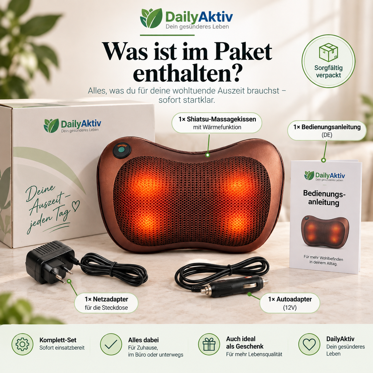 Shiatsu-Massagekissen mit Wärme | TiefenRelax