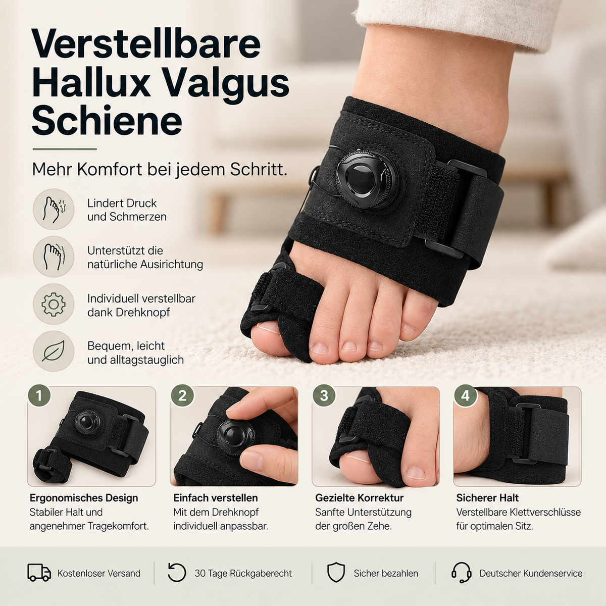 Hallux-Valgus-Schiene mit Drehgelenk | OrthoViva