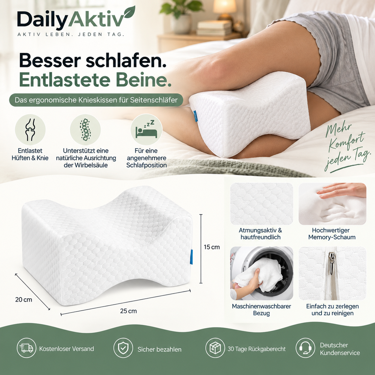 Ergonomisches Beinkissen | SchlafStütze